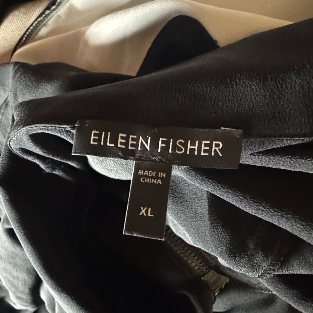 Eileen Fisher black crepe de chine silk bomber jacket Size XL - Picture 10 of 13